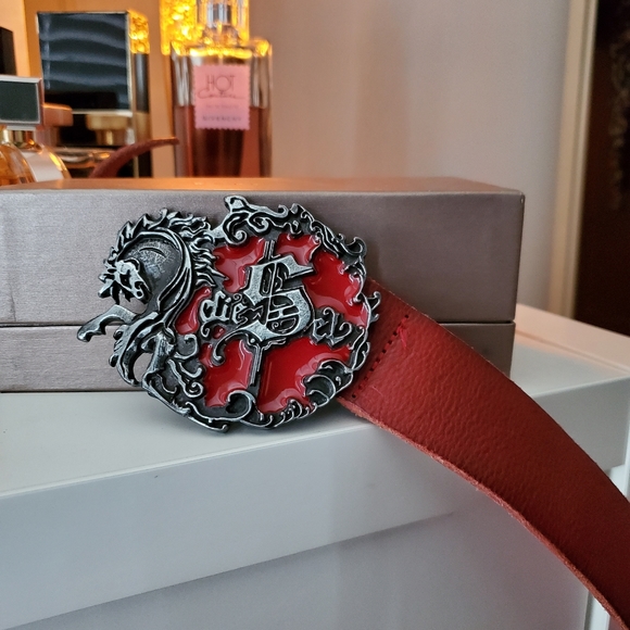 DIESEL Vintage Red Leather Belt - Picture 3 of 7